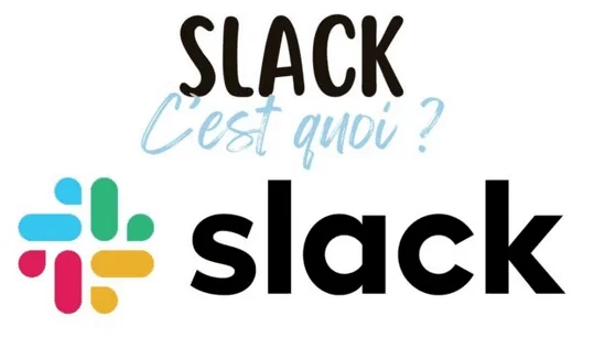 Slack logo under the handwritten French title "Slack, c'est quoi ?" (What is Slack?)