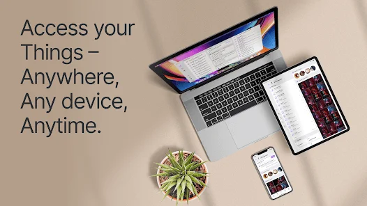 Jottacloud on laptop, tablet and phone with the slogan "Access your Things – Anywhere, Any device, Anytime"