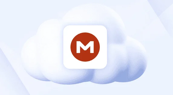 MEGA logo icon on a white cloud
