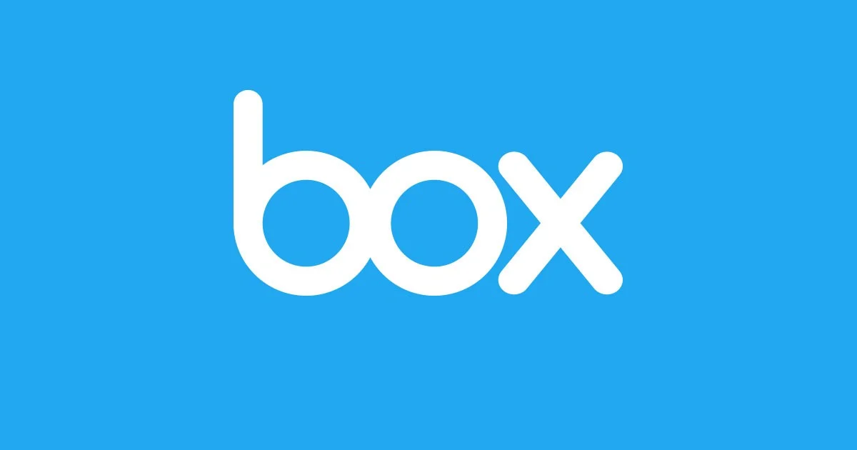 Logo Box en blanc sur fond bleu