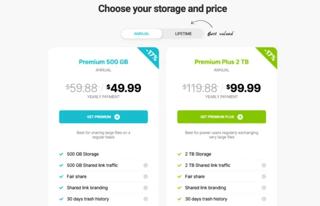 Offres annuelles pCloud : Premium 500 Go à 49,99 $ au lieu de 59,88 $, Premium Plus 2 To à 99,99 $ au lieu de 119,88 $