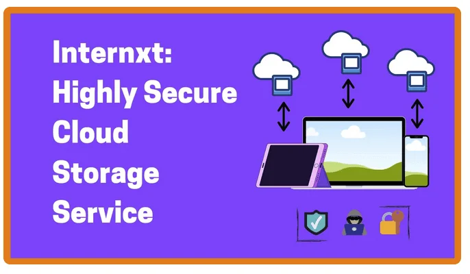 Visuel « Internxt: Highly Secure Cloud Storage Service » avec des appareils reliés au cloud