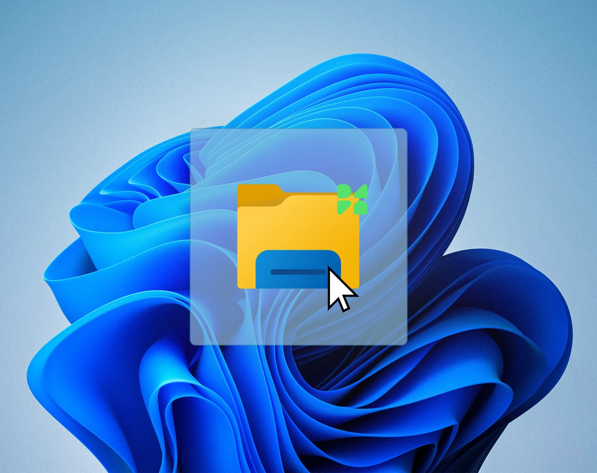 Symbol des Drime-Ordners mit einem Mauszeiger auf dem Windows-Desktop