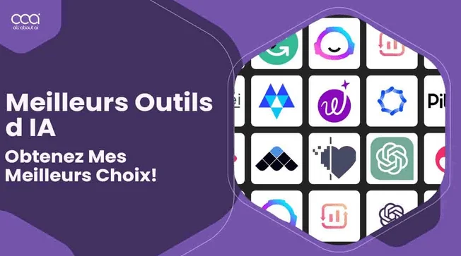 Visuel « Meilleurs Outils d IA » avec une grille de logos d'applications d'IA