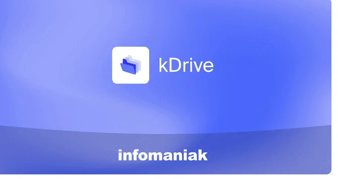 Logo kDrive d'Infomaniak sur fond bleu