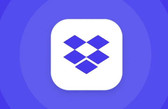 Logo Dropbox sur fond violet